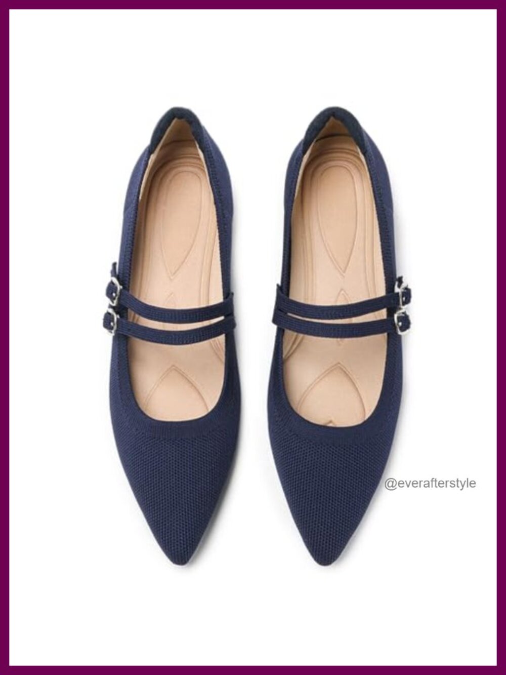 Womens Pointed Toe Ballet Flats Knit Mary Jane Memory Foam Comfort Shoes